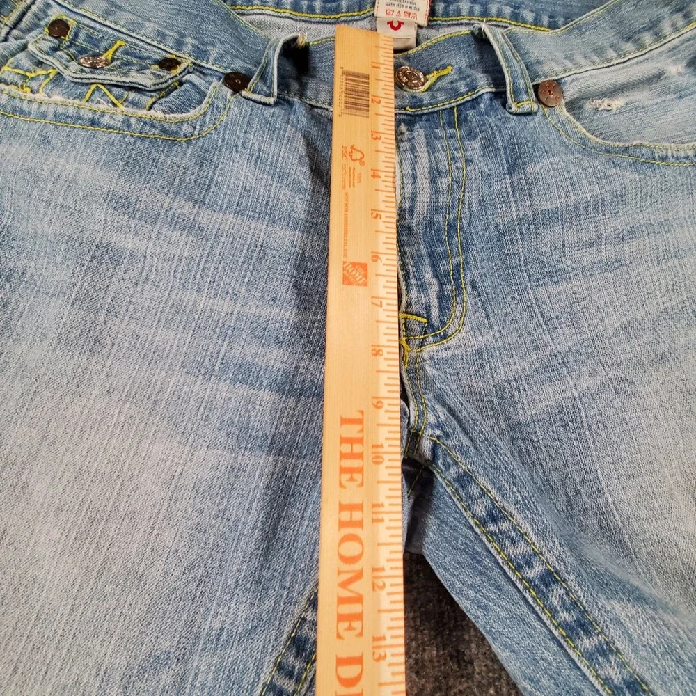 True Religion Jeans Mens 38x32 M24859M7 Light Wash Distressed Skull Roses USA